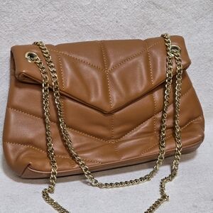 Urban Expressions Tan Gold Quilted Shoulder Bag